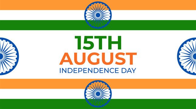 Indias Independence Day celebration with the national flag colors and Ashok Chakra emblem on a vibrant orange background