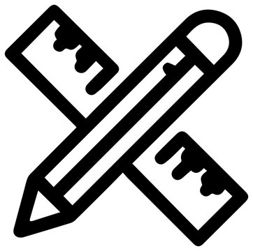 Simple line art icon of carpenter's pencil
