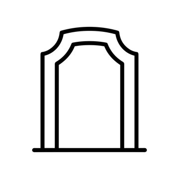 Simple black line art tombstone icon.