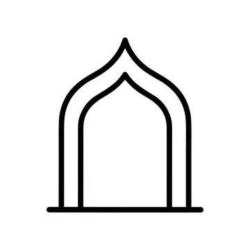 Black line art mosque entrance arch.