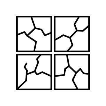 Cracked surface in four squares.