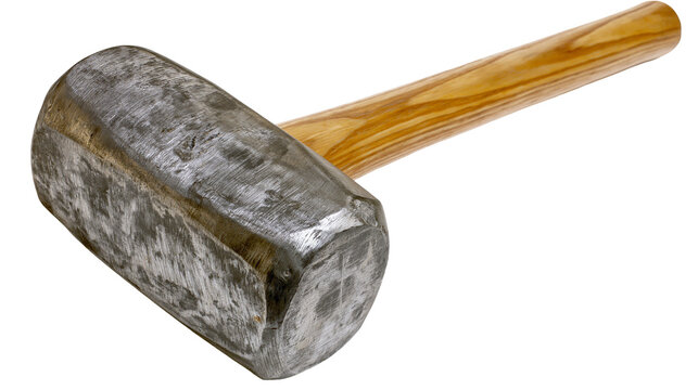 Heavy metal sledgehammer with wooden handle