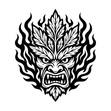 Angry Leaf Monster Mascot Logo