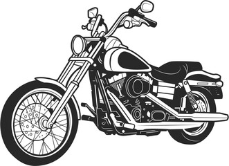 Vintage classic chopper motorcycle line art black and white vector illustration © sahil