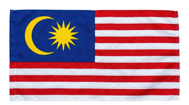 Malaysia flag with crescent moon and star on blue field