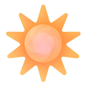 Minimalist orange sun vector icon isolated on white background with minimalist