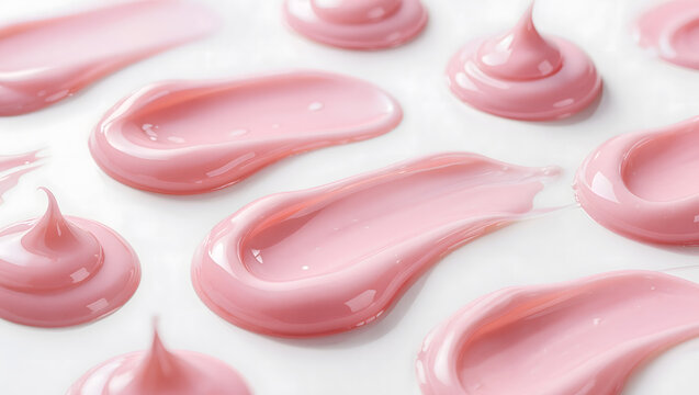 Pink serum gel smears skincare texture background