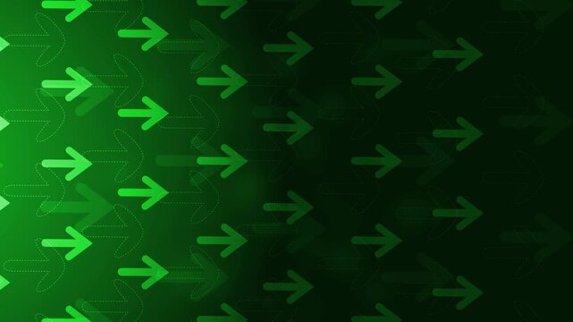 Abstract background with many right pointing arrows and flowing motion dark gradient space for text animation