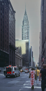  Chrysler Building and NYPD police car on 42nd Street in New York City