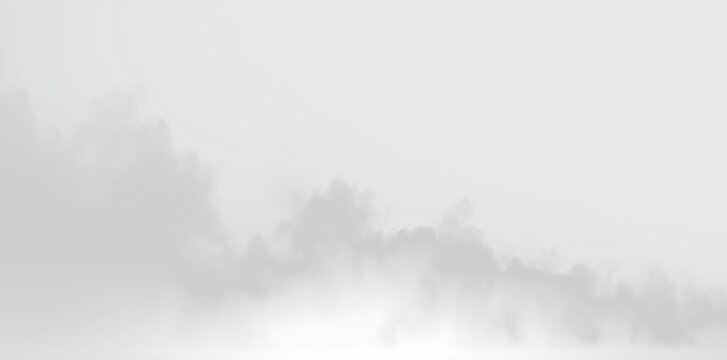 Clouds rise and blend in a soft gradient against a clear background at dawn in a quiet setting, on a transparent background