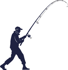 Obraz premium fishing rod vector silhouette on white background 