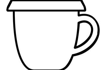 A minimalist flat vector line icon showing a classic diner coffee mug for coffee shop branding, menu design, loyalty cards, or cafe navigation.