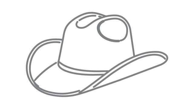 Clean flat vector line icon featuring a cowboy hat and hatband, fitting western event programs, square dance flyers, farm shops, or rustic labels.