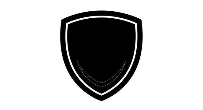 Minimal black silhouette icon, simple flat vector, bold black shape, no gradients, no shading black shield icon with white outline on a, flat icon style