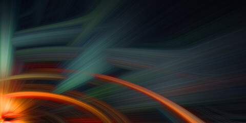 Abstract background with dynamic light trails and energy beams in orange and teal colors creates vibrant high tech explosion. © Mmd