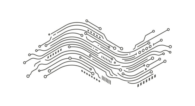 Abstract digital circuit board with flowing lines