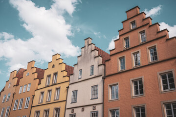 Fototapeta premium Historic Colorful Gabled Houses at Osnabrück Market Square and Rathausplatz in Germany