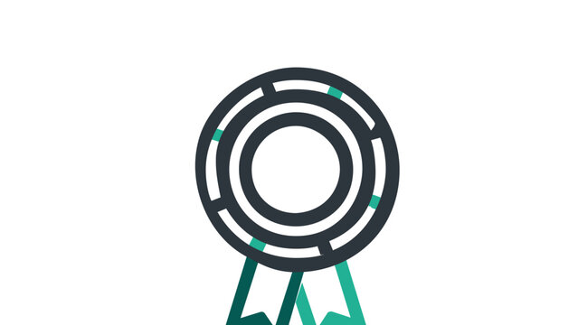 Clean flat vector line icon featuring a simple ribbon prize rosette for rankings, ceremony programs, employee awards, and success graphics.