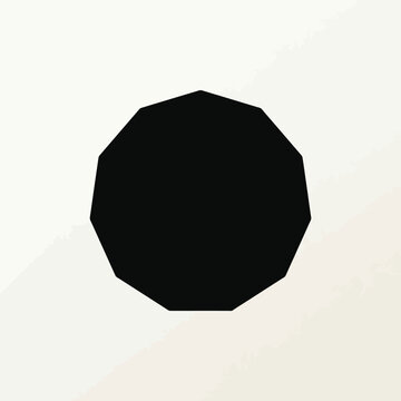 A simple black decagon shape centered on a light background