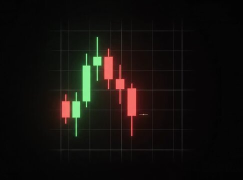 Candlestick Chart Moving on Dark Background