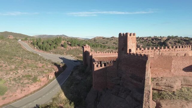 Ch&acirc;teau de Peracense - Castillo de Peracense - Aragon, Espagne - drone 4k