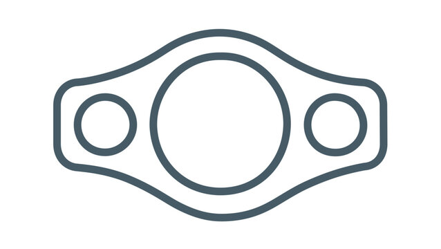 A clean flat vector line icon of a championship belt highlights elite status, useful for rankings, challenge badges, fight night posters, or winner screens.