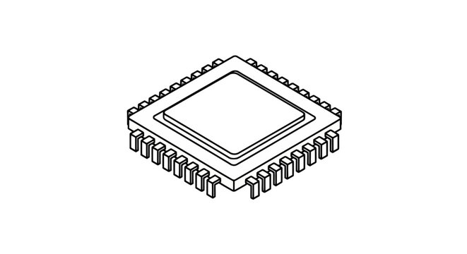 Isometric computer processor microchip icon