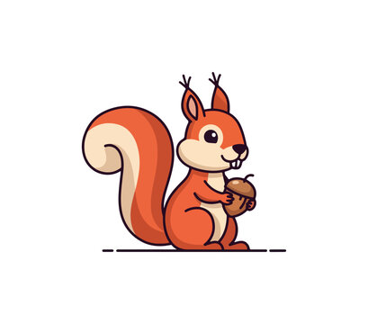 Cute cartoon squirrel with acorn