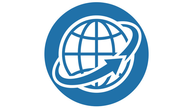 Blue Globe Earth Icon Symbol.