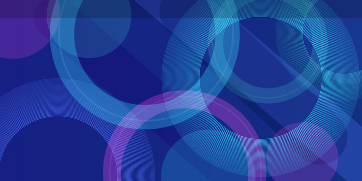 Abstract blue background with intersecting concentric circles and thin line patterns creating modern geometric technology effect.