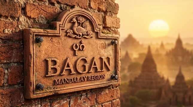 Bagan Temple Sign Mandalay Region Myanmar