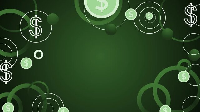 Abstract finance background with dollar symbols animation