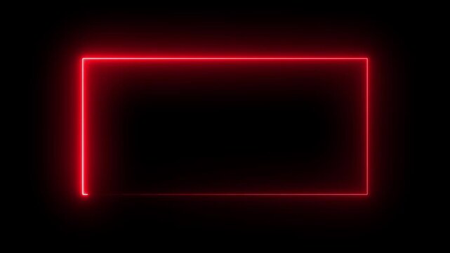Glowing red neon rectangular frame border with smooth animated light effect on black background