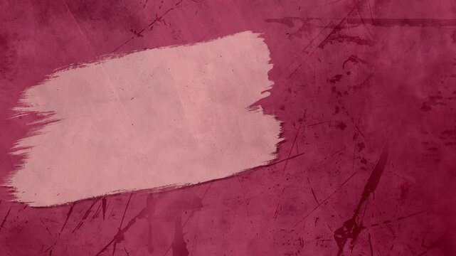 Abstract animated background with a pink brush stroke on a burgundy background with vintage scratches and scratches. Grunge texture with looping fast animations. Suitable for titles and presentations.