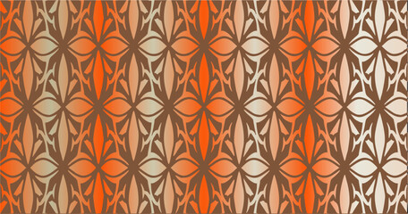 Warm orange seamless floral geometric pattern with repeating ornamental petals and symmetrical layout. Vector background for wallpaper, textile, wrapping paper, and decor. © Iron mystogan 