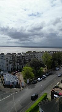 Aerial Footage of British Tourist Attraction at Ramsgate Beach and Ocean City at West Cliffs Kent, England, United Kingdom. Drone Camera Footage Was Captured on April 21st, 2024