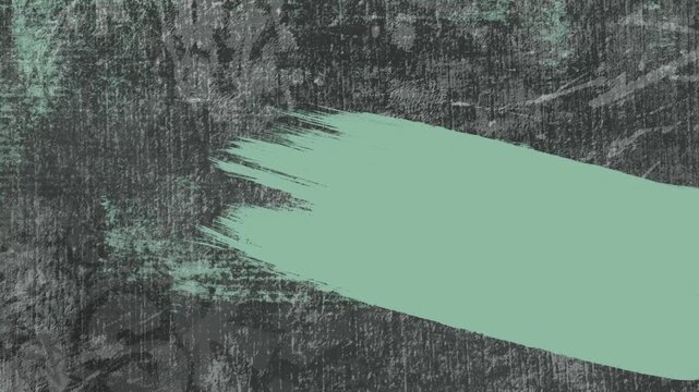 Animated abstract background with a wide mint-colored brush stroke on a concrete wall with traces of graffiti and peeling paint. Texture effect, fast looping background. 