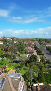 Aerial Footage of British Tourist Attraction at Ramsgate Beach and Ocean City at West Cliffs Kent, England, United Kingdom. Drone Camera Footage Was Captured on April 21st, 2024