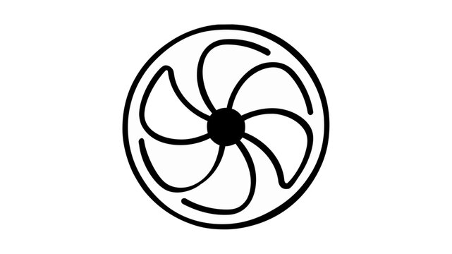 Clean flat vector line icon featuring a fan blade, suited to toolbar buttons for cooling, airflow settings, smart homes, and office comfort.