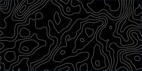 Fototapeta premium Abstract topographic map lines creating a visually intriguing, minimalist pattern on a dark background.