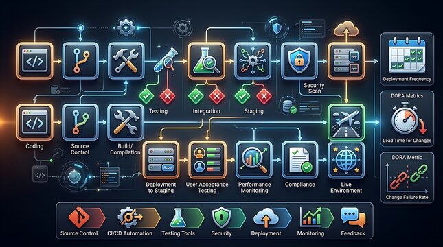 Continuous integration and delivery software development lifecycle