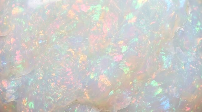 White opal gemstone texture with iridescent rainbow light
