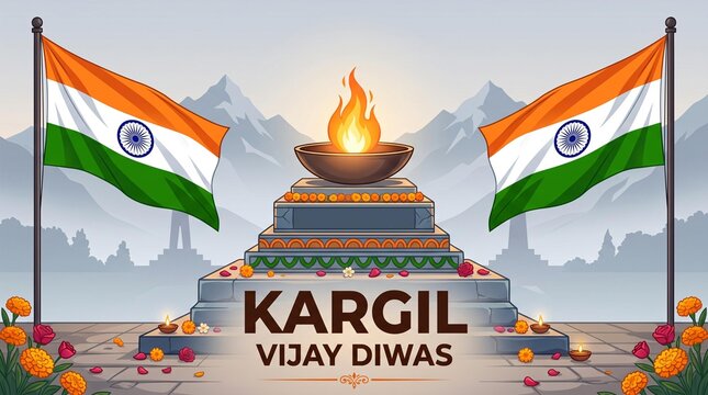 kargil vijay diwas eternal flame indian flag colors