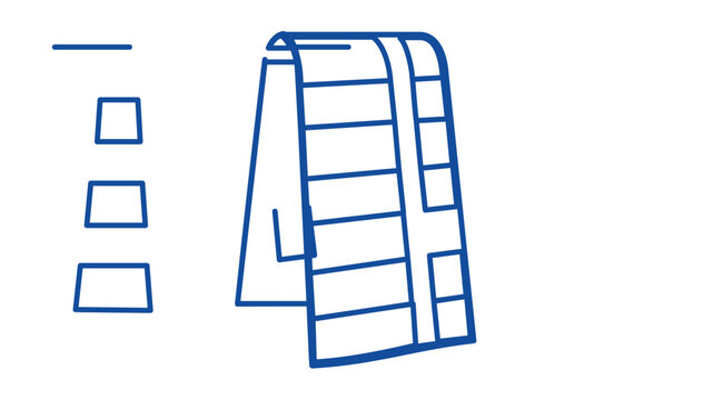 Clean flat vector line icon showing a folded beach towel, useful for hotel amenity lists, pool rules, spa brochures, or seaside booking layouts.