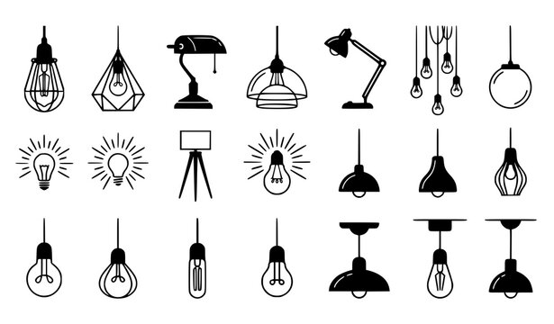 Decorative electric lamp and hanging light vector collection