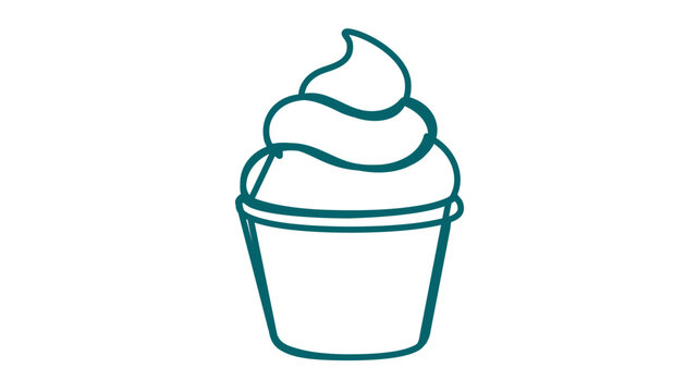 Clean flat vector line icon showing a frozen yogurt cup with toppings, perfect for dessert branding, menu sections, loyalty cards, and shop signs.