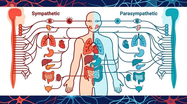 Sympathetic and parasympathetic autonomic nervous system diagram