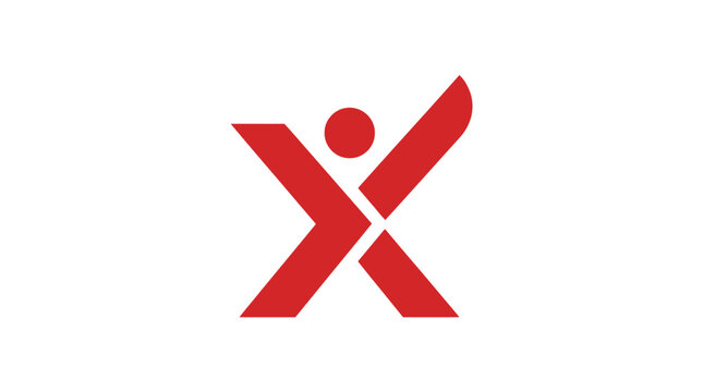 Red Stick Figure Logo Symbol.