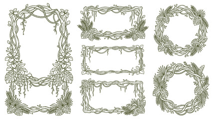 Collection of ornate jungle vine frames and borders. © GW