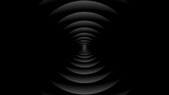Abstract black circular tunnel with endless concentric rings minimal futuristic loop background